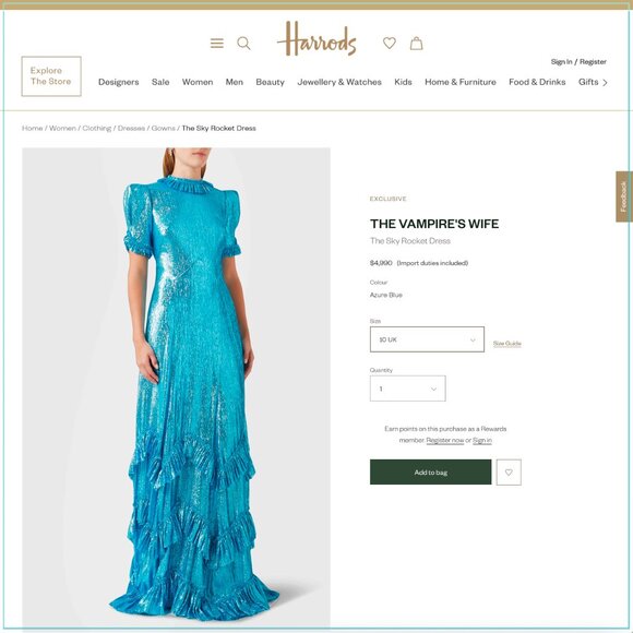The Vampire’s Wife $4990 Sky Rocket Runway Gown in Metallic Sky Blue - Picture 3 of 16